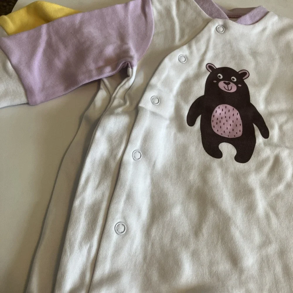 Jimonda Footie Sleepers Infant NB Yellow Lavender NEW 2pk Bear Squirrel Woodland